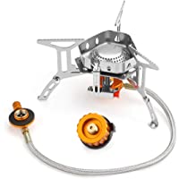 Awroutdoor Estufa de Camping- 3500W Mini Estufa Plegable de Acero con Encendido piezoeléctrico- Mini Estufa de Gas…